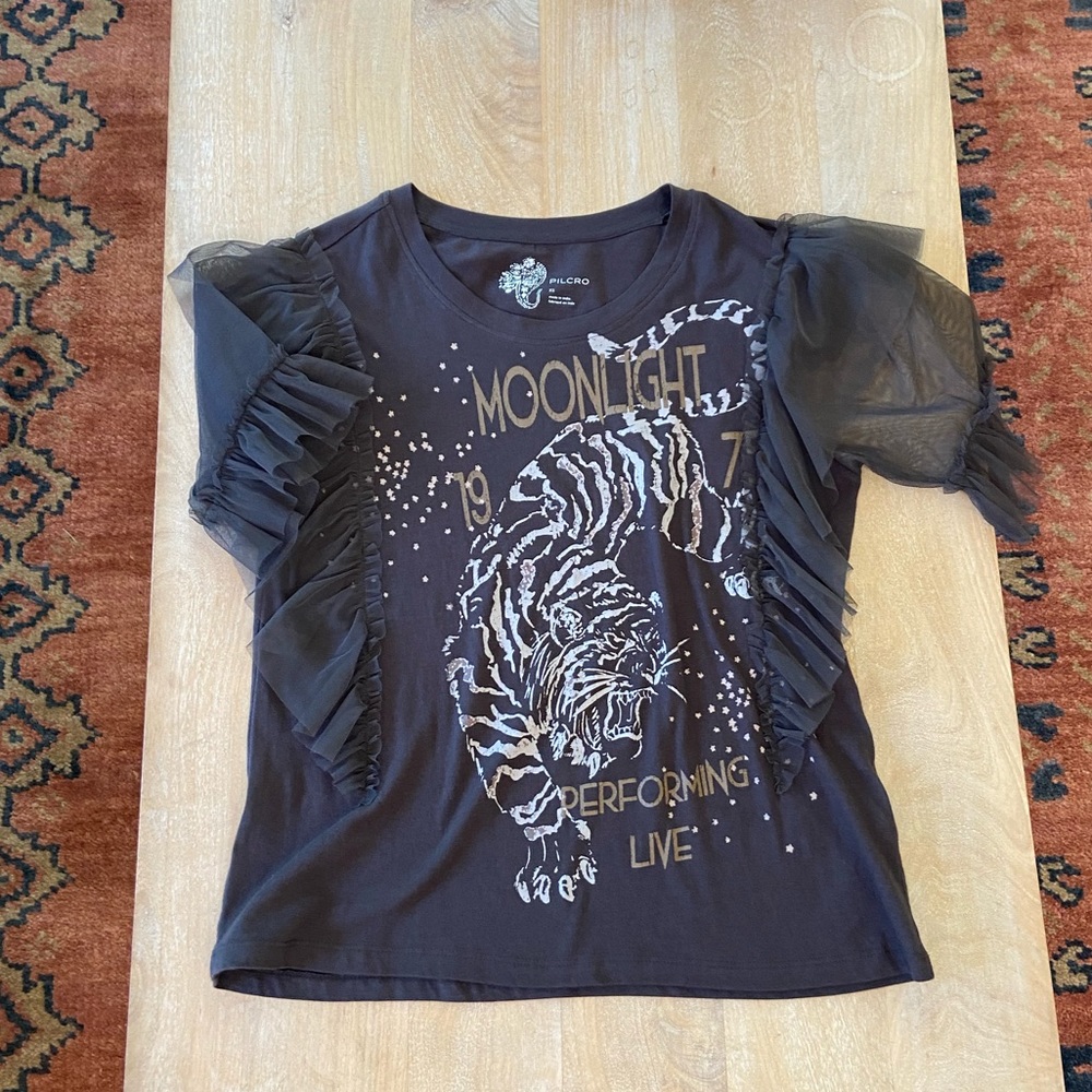 Anthropologie Pilcro Tee Tulle Mesh  T Shirt XS